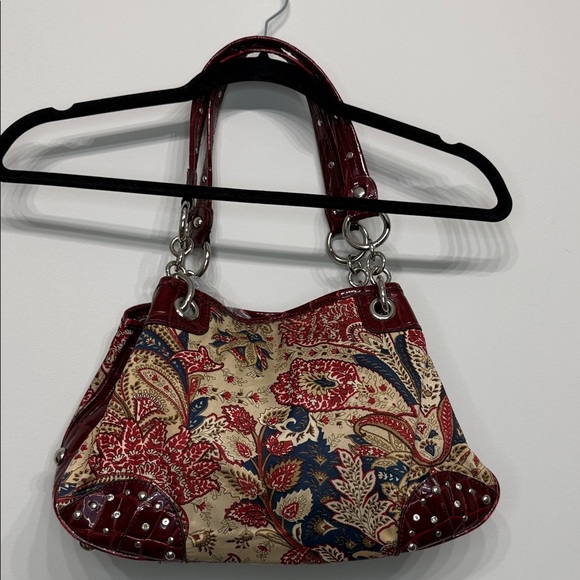 KATHY Women’s Van Zeeland Red Floral Shoulder Purse Y2K Handbag Vintage - Picture 5 of 11